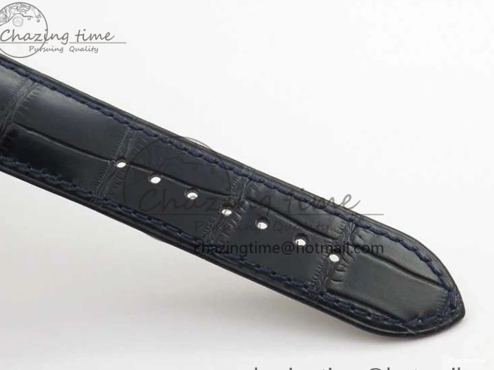 1218 Timeless De Ville Prestige Real PR SS ZF 1:1 Best Edition Gray Dial Blue Markers on Blue Leather Strap MIYOTA 7936